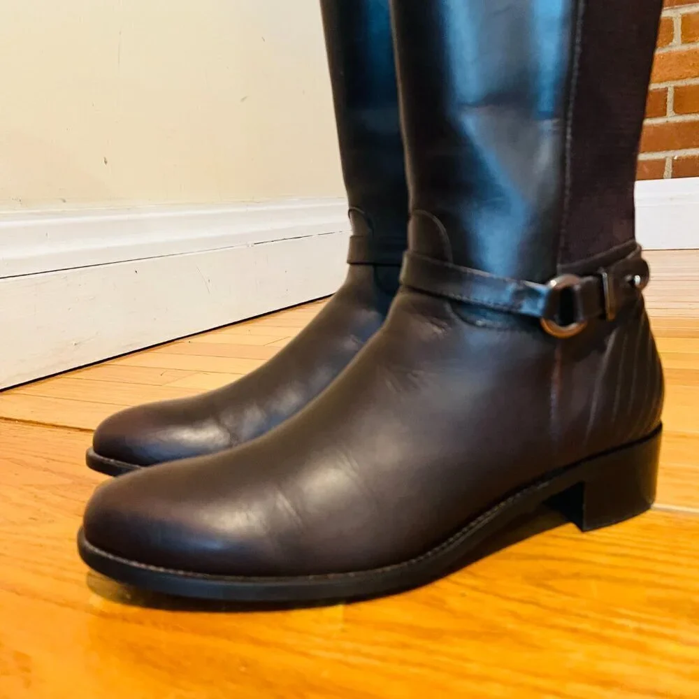 AQUATALIA Women's Brown Leather Knee High Boots 8.5